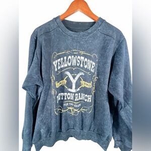 Yellowstone Dutton Ranch distressed logo fleece crewneck sweatshirt Size XL